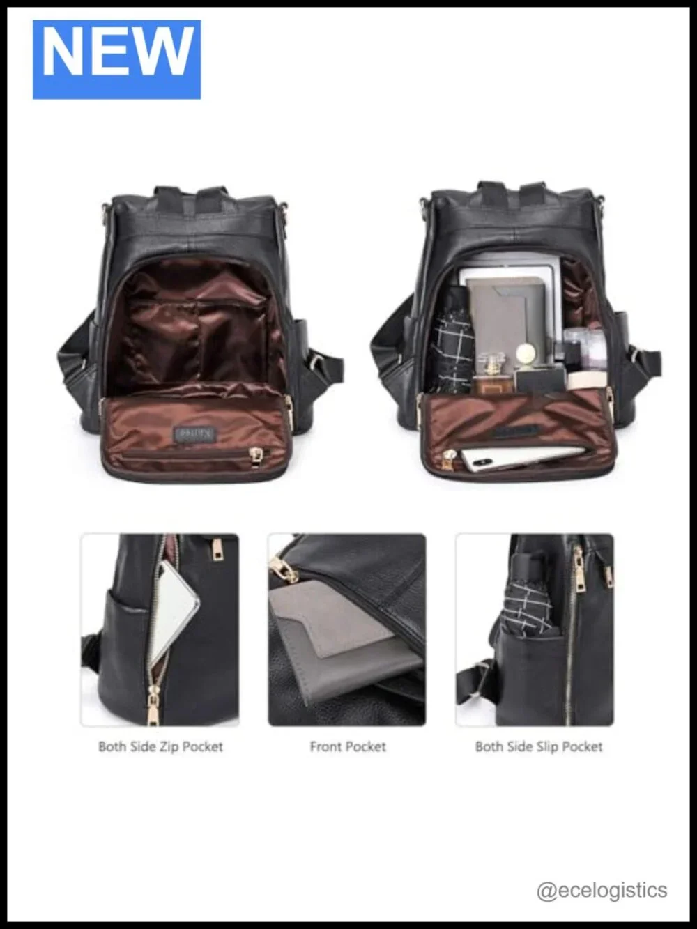Genuine Leather Anti-Theft Backpack Purse with Laptop Compartment for Work